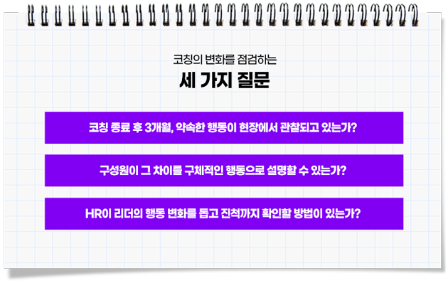 우리 회사 코칭이 행동 변화로 이어지고 있는지 점검하는 세 가지 질문